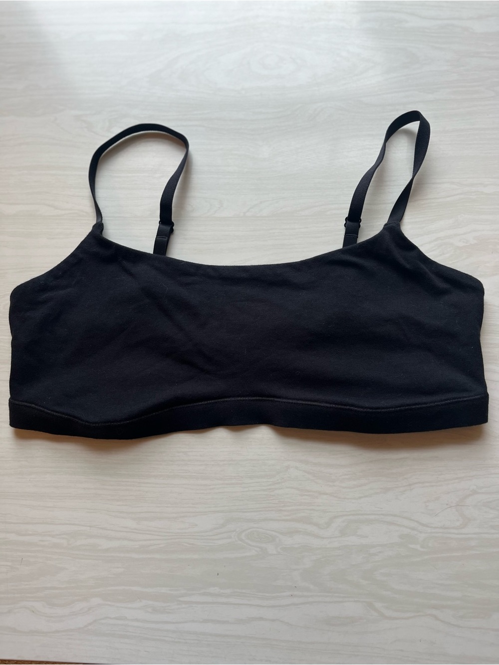 Quince Organic Cotton Scoop Bralette in Black size Large